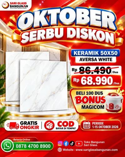 Keramik 50x50 Aversa White motif marmer