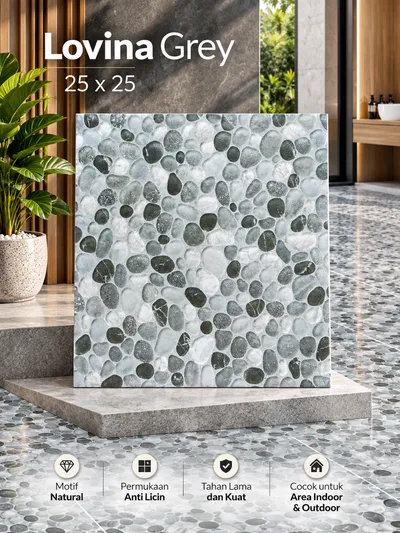 Keramik Lantai 25x25 Lovina Grey Tekstur Kasar