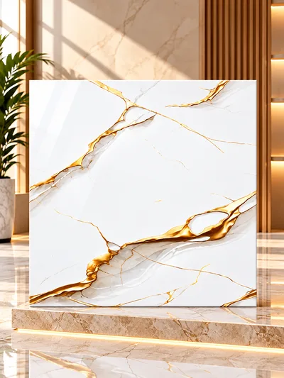Keramik Mulia 50x50 Miquel Gold Tekstur Glossy