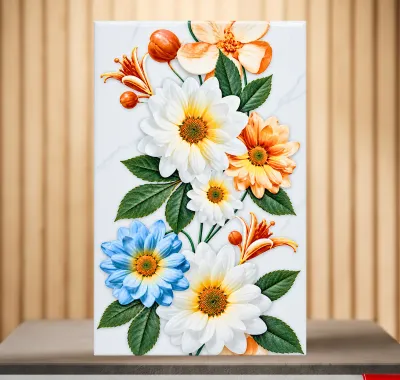 Keramik dinding Mulia Fressia White 25x40cm motif bunga