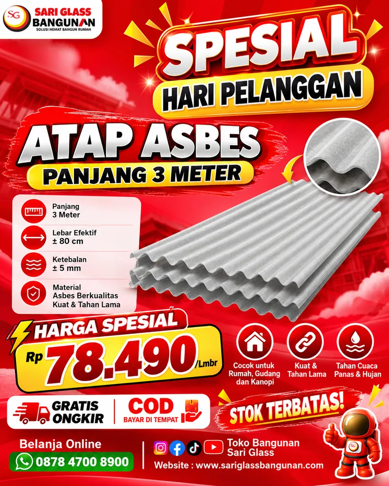 Atap Asbes 3 Meter