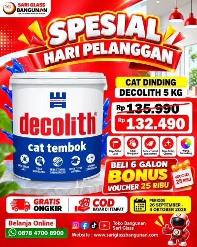 Cat tembok Decolith 5 Kg SW & SWS warna cerah tidak mengapur