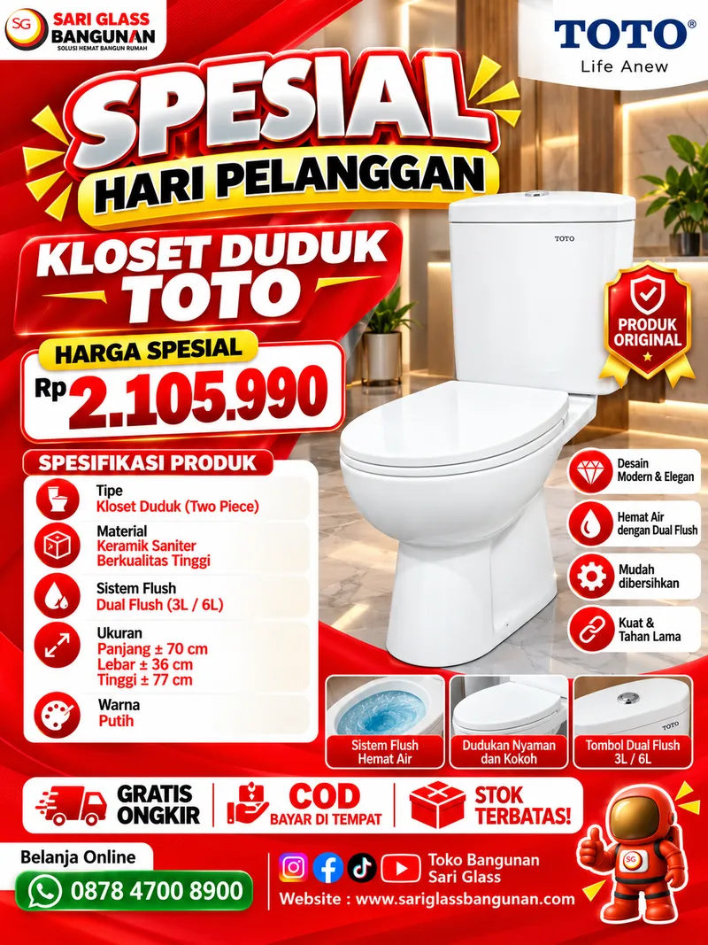 Kloset duduk TOTO putih premium