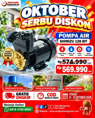 Pompa air Shimizu 128 BIT untuk sumur, toren, dan irigasi taman
