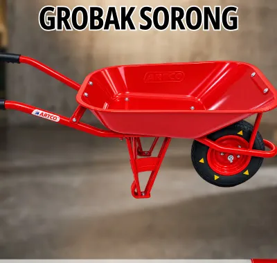 Gerobak sorong Artco merah untuk proyek