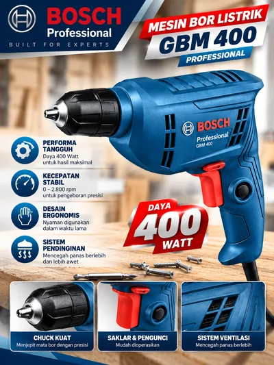 Bosch Mesin Bor 10 mm GBM 400